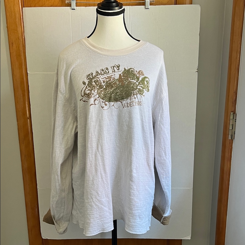 Old Navy White Graphic Long Sleeve Tee